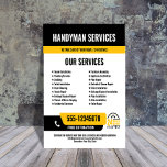 24/7 Handyman & Plumbing Services BLACK YELLOW Flyer<br><div class="desc">Promote your 24-hour handyman or plumbing services with this bold, customizable flyer designed to grab attention fast. Featuring your phone number in a high-visibility layout and a clear 24/7 icon, it instantly signals emergency availability. All colours and text are fully editable, so you can match your brand and highlight key...</div>