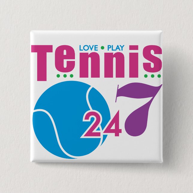 24/7 Tennis 2 Inch Square Button (Front)