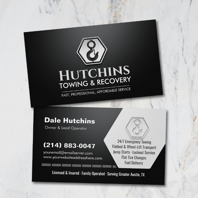 24/7 Towing Service Roadside Assistance Business Card (Creator Uploaded)
