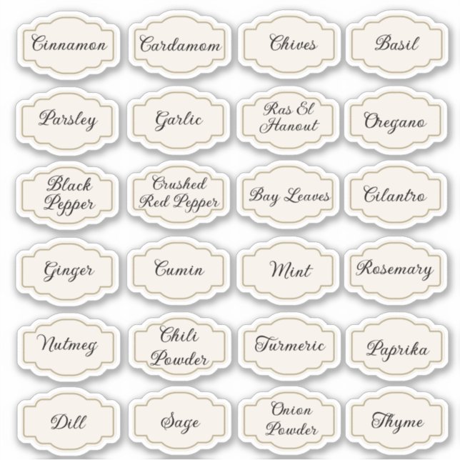 24 autocollants étiquettes pour herbes et épices d (Devant)