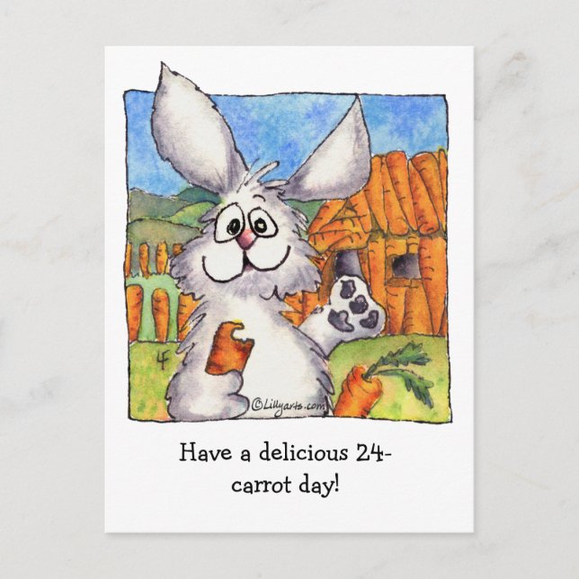 24-Carrot day cute bunny postcard (Front)