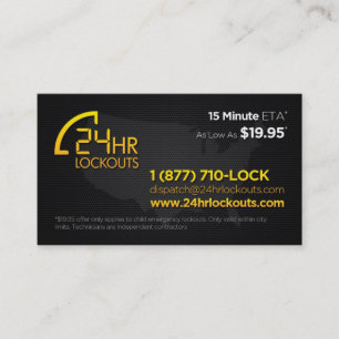 24 cartes de visite de lock-out d'heure