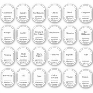 24 herbes et épices de cuisine, autocollant étique