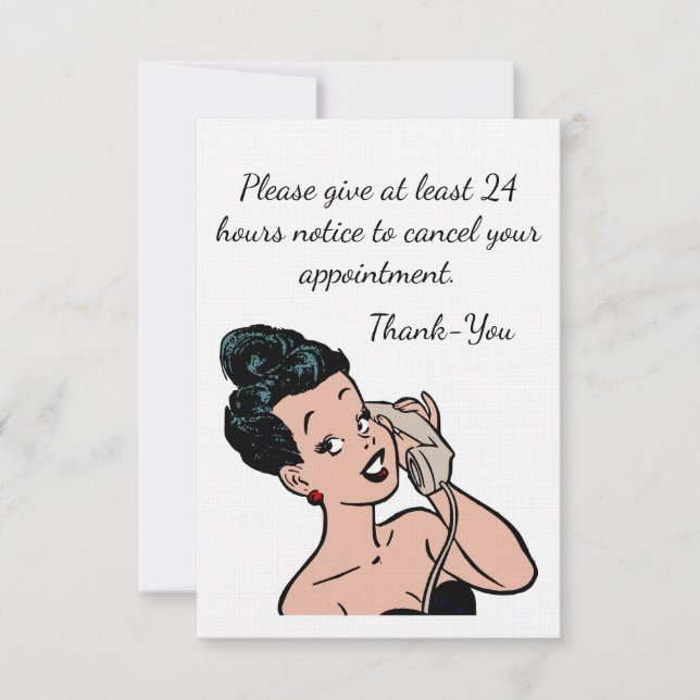 24 hour Cancellation Policy poster Thank You Card (Front)