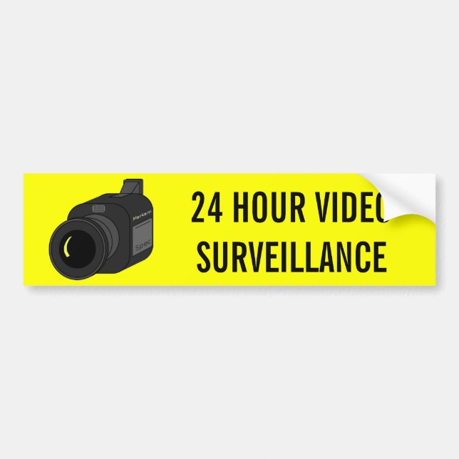 24 HOUR VIDEO SURVEILLANCE CAMERA BUMPER STICKER (Front)