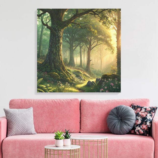 24 Inch Square Custom Canvas Photo Wall Art (Insitu(LivingRoom))