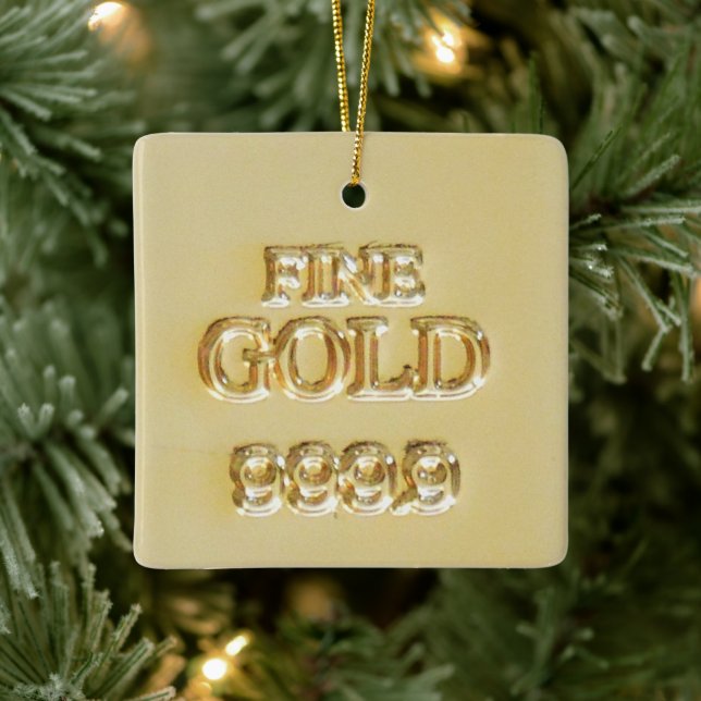 24 Karat Gold Bullion Bar Ceramic Ornament (Tree)