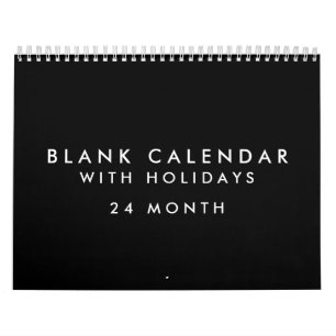24 Mois Noir Blanc Calendrier Avec Vacances