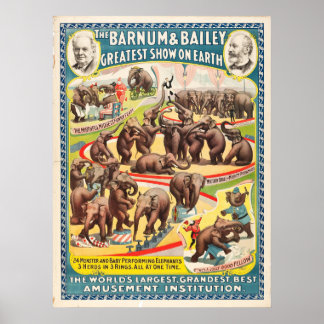 24 Monster et Baby Performing Elephants Poster