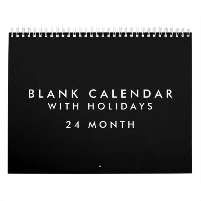 24 Months Blank Black Calendar With Holidays (Cover)
