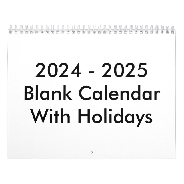 24 Months Blank Calendar 2024-2025 With Holidays (Cover)