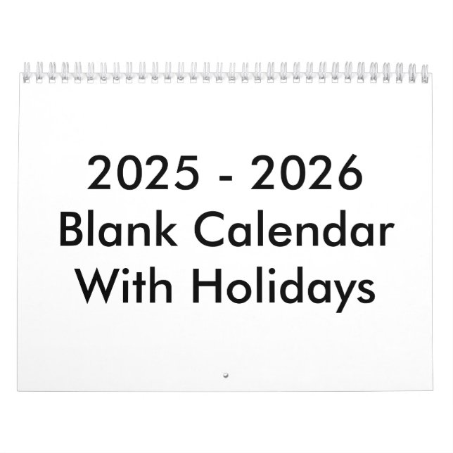 24 Months Blank Calendar 2025 - 2026 With Holidays (Cover)