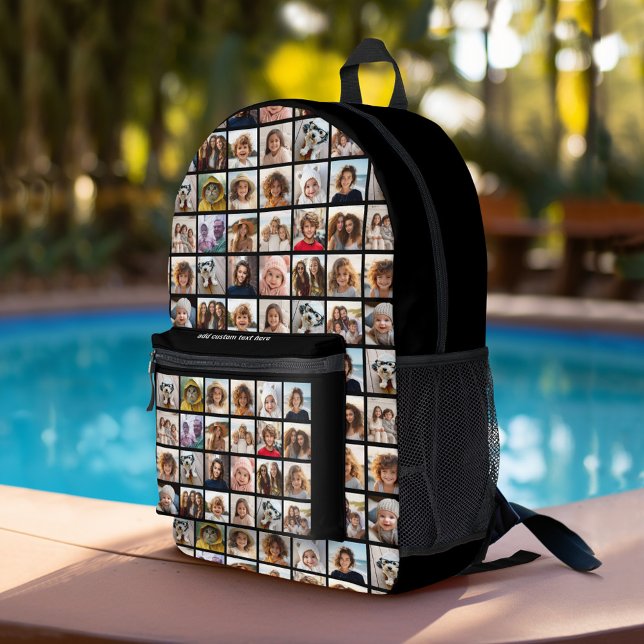 24 Photo Collage - 4 Rows 6 Columns - Custom Text Printed Backpack (Personalized Backpack with  Custom Name)
