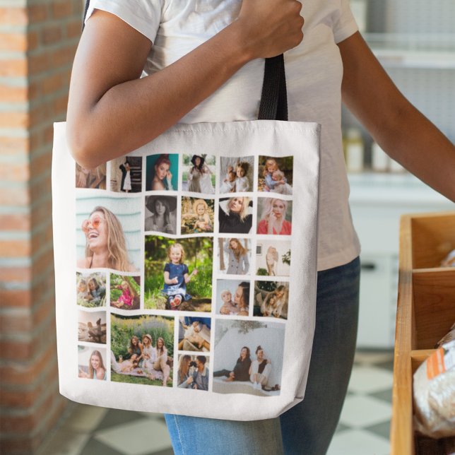 24 Photo Collage Custom Personalized  Tote Bag (Creator Uploaded)