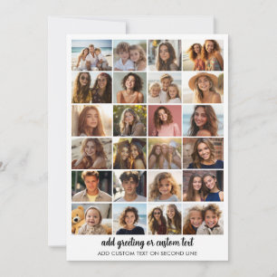 24 Photo Collage - Custom Text - Black and White Holiday Card