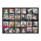 24 Photo Collage Family Name - black fridge magnet