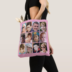 24 photo collage pink tote bag