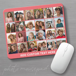 24 Photo Collage with Custom Text Mouse Pad