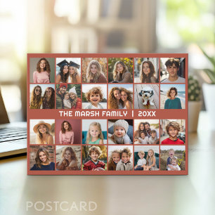 24 Photo Collage with Family Name Date - Postcard