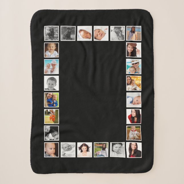 24 Photo DIY Collage Personalized Sherpa Blanket (Front)