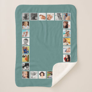 24 Photo DIY Personalized Collage Sherpa Blanket
