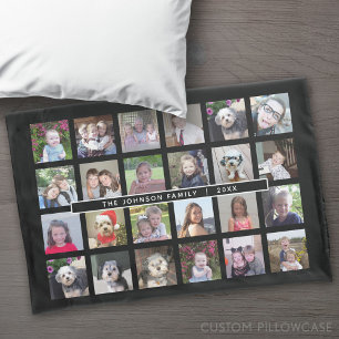 24 Photo Template Collage with Custom Text Pillowcase