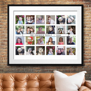 24 Photo Template Collage with Custom Text Poster