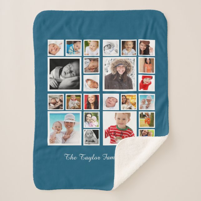 24 photographs Photo Collage Personalized Sherpa Blanket (Front)