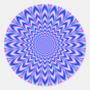 24 point Pulse in Blue Pink and Violet Classic Round Sticker