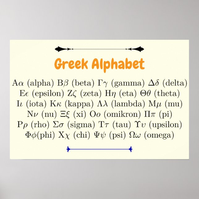 24 Symbols | Ancient Greek Alphabet Horizontal Poster (Front)