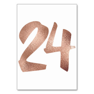 24 Table  Number White Metallic Pink Rose Gold