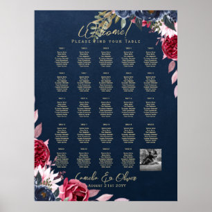 24 Table Seating Chart with Names, PHOTO Welcome