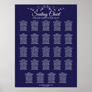 24 Tableau Élégant Mariage bleu de la Marine