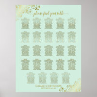 24 Tableau Monnaie Mariage vert et or
