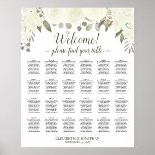 24 Tableau Sièges Mariages de roses blanches ivoir