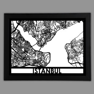 24" X 18" a coupé la carte de ville d'Istanbul