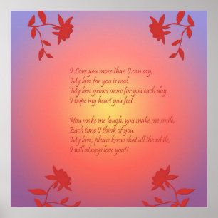 24" x 24" Romantic Love Poem Poster