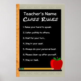 24 x 36 Règles de classe Poster personnalisable