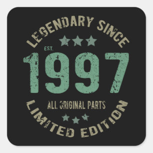 24 Year Old Bday 1997 Legend Since 24th Birthday Square Sticker