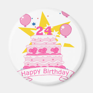24 Year Old Birthday Cake Magnet