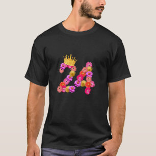 24 Year Old Birthday Women Flower Crown Its My 24t T-Shirt