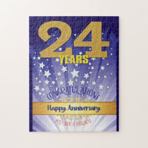 24 Year Recovery Anniversary Bold Numeral Jigsaw Puzzle