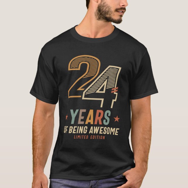 24 Years Of Being Awesome 2000 24th Birthday T-Shirt (Front)