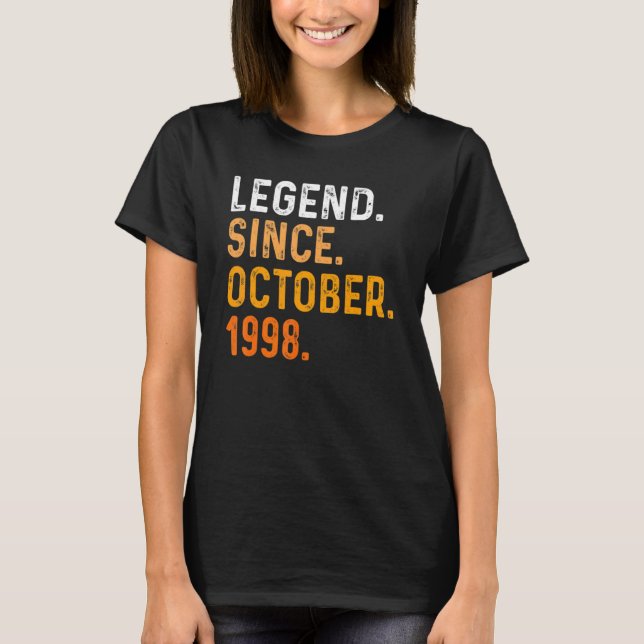 24 Years Old  Legend Since October 1998 24th Birth T-Shirt (Front)