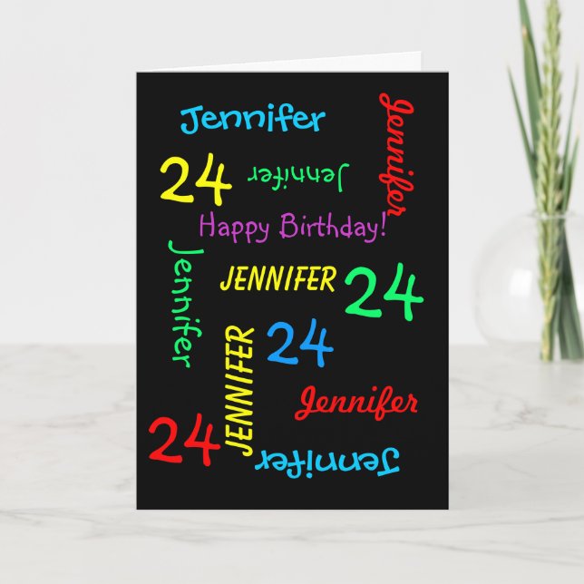 24e Anniversaire Carte personnalisée N'importe que (Devant)