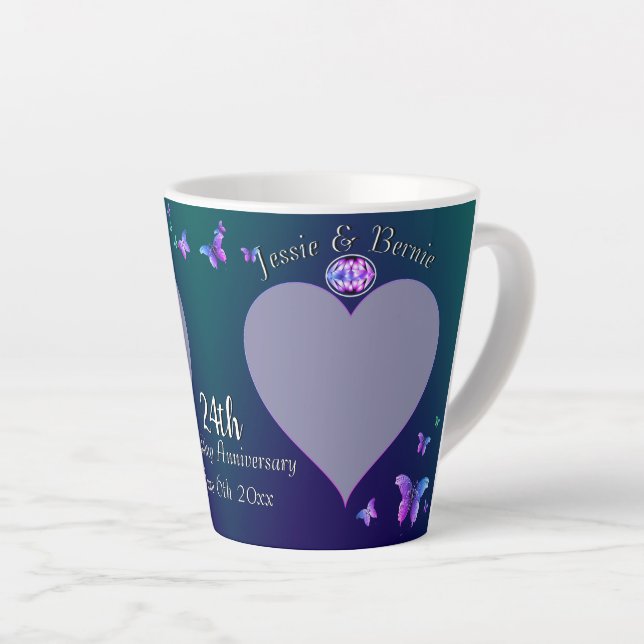24e anniversaire du Mariage Mug latte bleue (Angle droit)