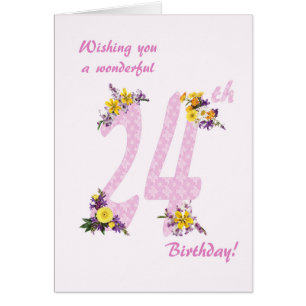 24e anniversaire Fleur Nombre décoré