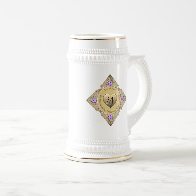 24e Mariage Opal Anniversaire Mug (Devant droit)