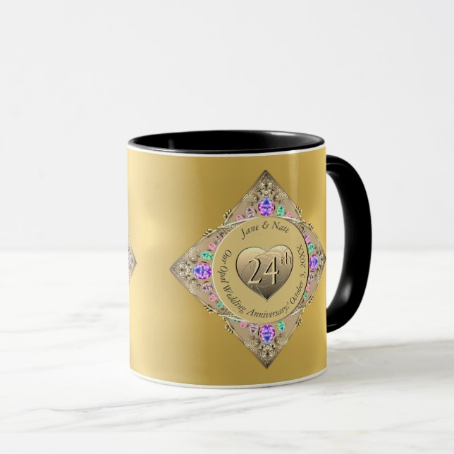 24e Mariage Opal Anniversaire Mug (Devant droit)