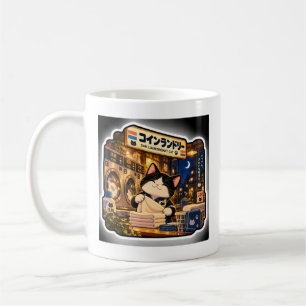 24H Laundromat Cat Cozy Japanese Night Scene Coffee Mug